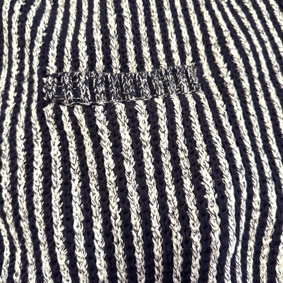 Gap Womens Large Striped Navy Nautical Long Cable Knit Cardigan Sweater Coat - Picture 9 of 10